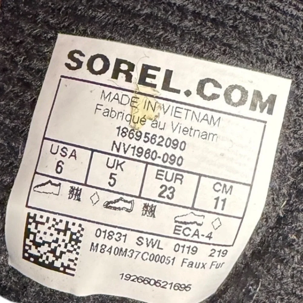 Sorel Grey Neon Yellow Snow Commander Boots Waterproof Faux Fur‎ Kids Size 6